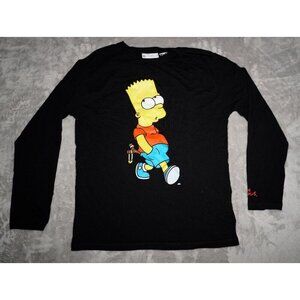 Zara The Simpsons T-Shirt Boys Size 13-14 Black Graphic Print Long Sleeve